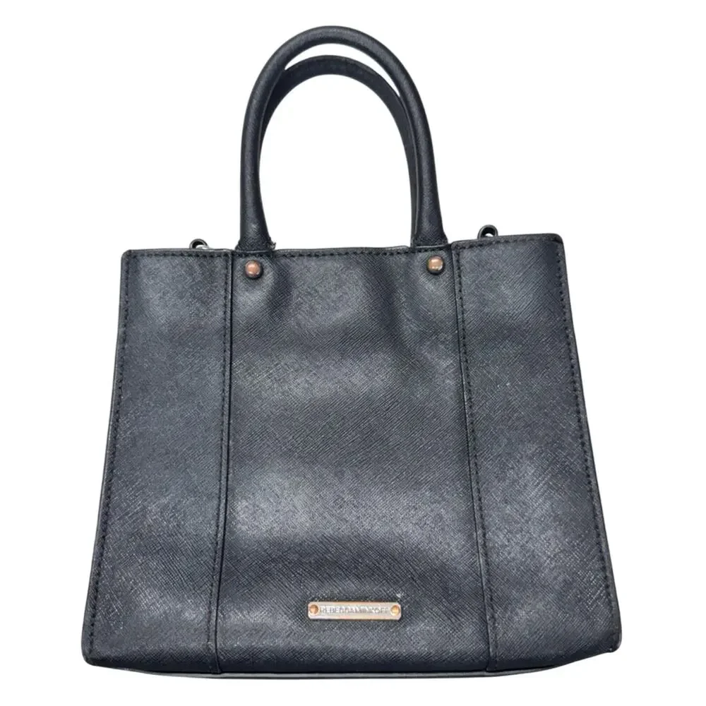 Rebecca Minkoff Black Leather Mini Handbag Tote Purse Classic Small Preppy